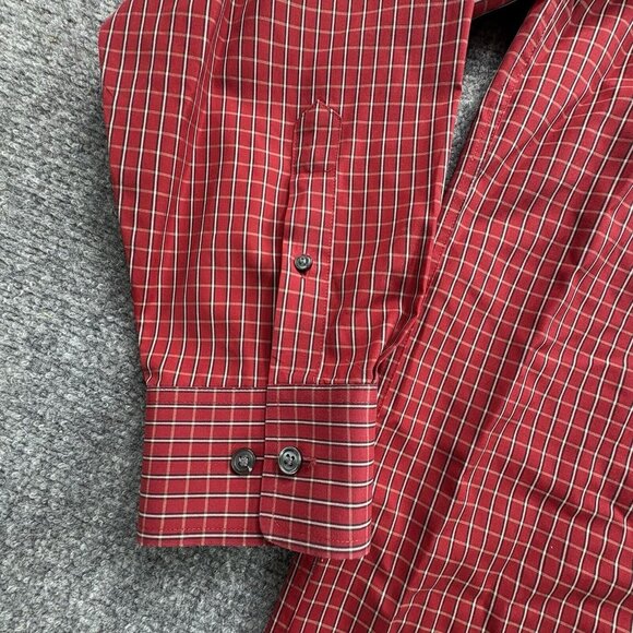 Eddie Bauer Shirt Mens 2XL XXL Red Plaid Wrinkle Resistant Button Down Dress - Picture 3 of 10